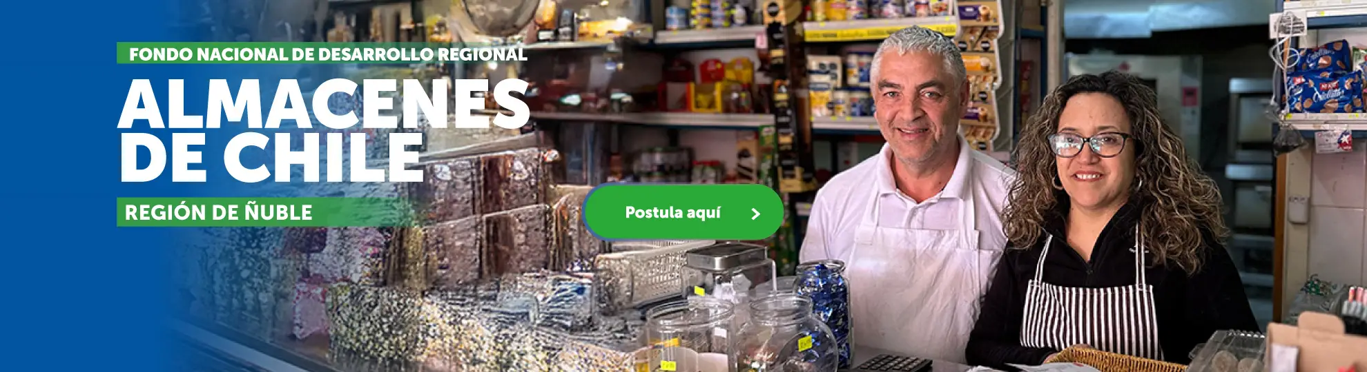 Fondo Nacional de Desarrollo Regional - Almacenes de Chile - Región Ñuble - Botón: Postula aquí